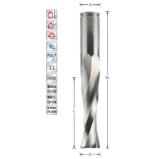 Spiral finishing cutter D20 L100 S20mm upcut Z3 | Titman Tools