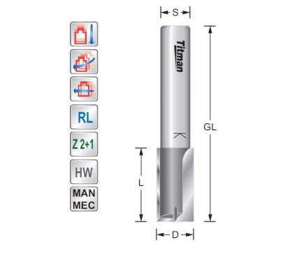 Titman Nutfräser 5mm  L20 S8mm lang | JVL-Europe