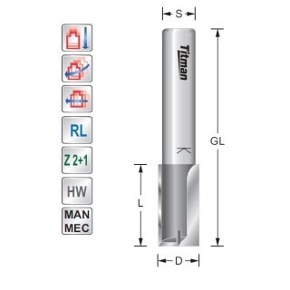 Straight bit D10  L30  S12mm | Titman Tools