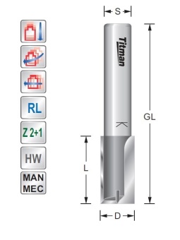 Straight bit D12  L25  S12mm | Titman Tools