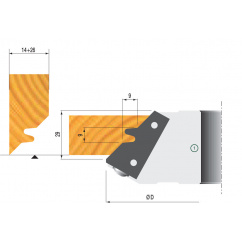 Mitre joint cutter 45° 140mm  bore 50mm