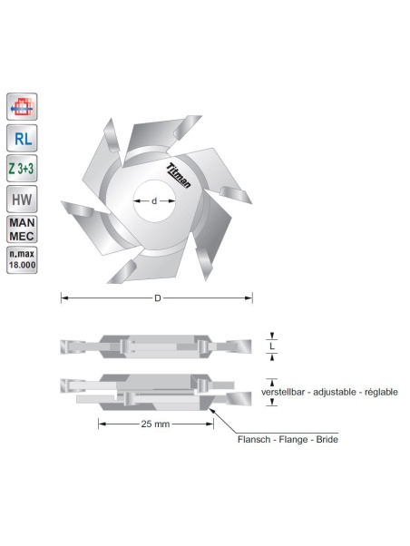 Schijffrees verstelbaar 3-5 mm asgat 12 mm Titman | JVL-Europe