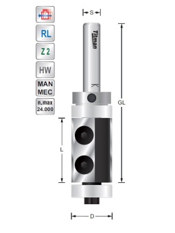 wisselmes kantenfrees D19 L30 S8mm met lager boven en onder | Titman Tools
