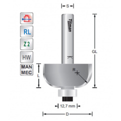 Cove mould cutter R8  S8mm with bearing