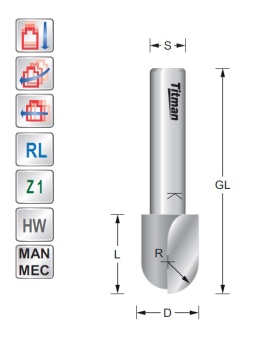 Hohlkehlfräser  R5 S6mm | Titman Tools