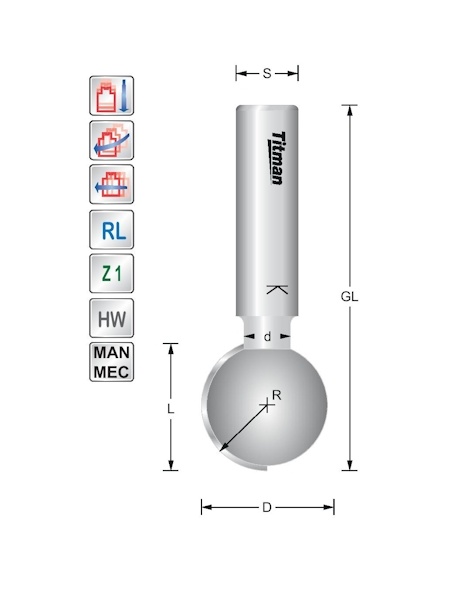 Hohlkehlfräser R12,7 S12mm | Titman Tools Hohlkehlfräser R12,7 S12mm | Titman Tools
