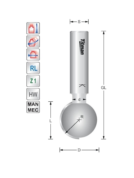 Titman Hohlkehlfräser R12,7  S12mm | JVL-Europe