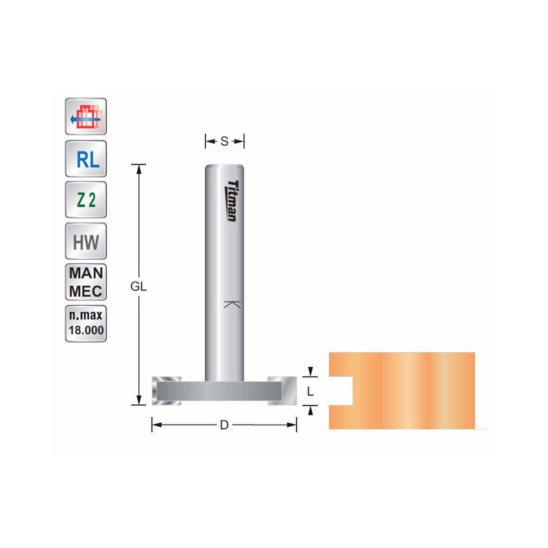 Side slotting cutter Z2  4mm  S8mm | Titman Tools