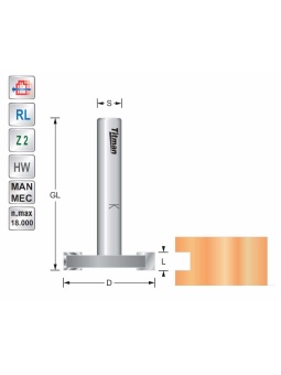 Nut-Profilfräser 5mm Z2 Schaft 12 mm