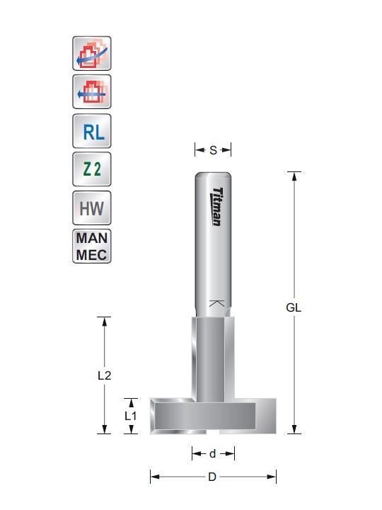 Titman T-Nutfräser  D28 L8 S8 mm | JVL-Europe