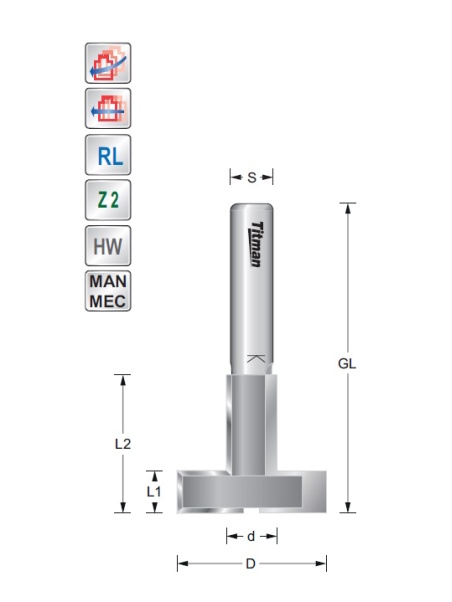 Titman copy of T-Nutfräser  D35 L9,5 S12 mm | JVL-Europe