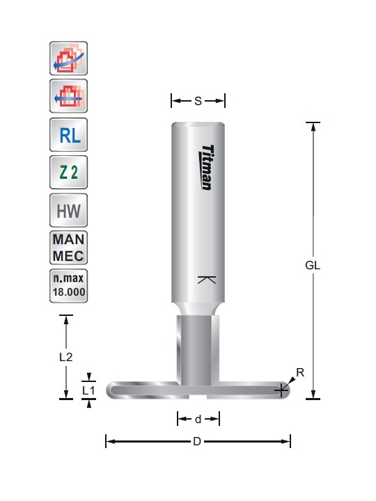 T-groeffrees met radius | Titman Tools