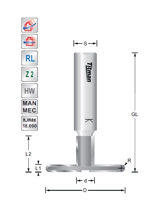 Titman T-Slot cutter with radius | JVL-Europe