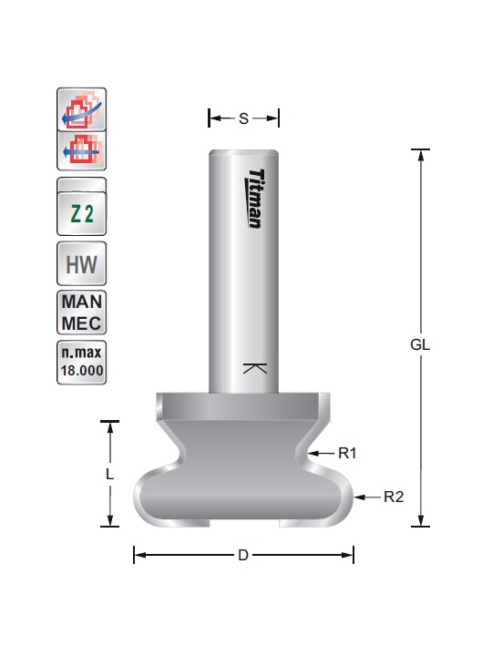 Titman Shallow finger pull cutter D45 S12mm | JVL-Europe