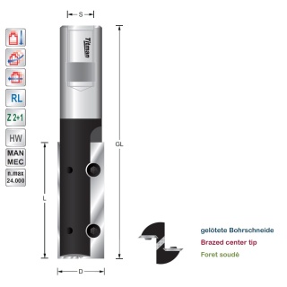 Replacement tip straight cutter D30 L30 M12x1 Z2 | Titman Tools