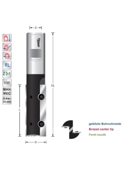 Replacement tip straight cutter D20 L30 M10x1.5 Z2