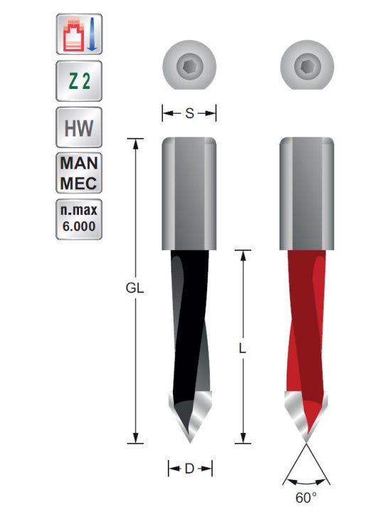  Through hole drill bit  D6  L57  S10 mm Righthand rot. | JVL-Europe