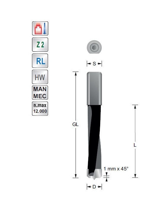 Titman Dowel hole drill 5mm shank 8 mm for MAFELL Duo dowel | JVL-Europe