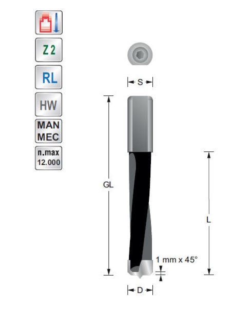 Titman Dowel hole drill 5mm shank 8 mm for MAFELL Duo dowel | JVL-Europe