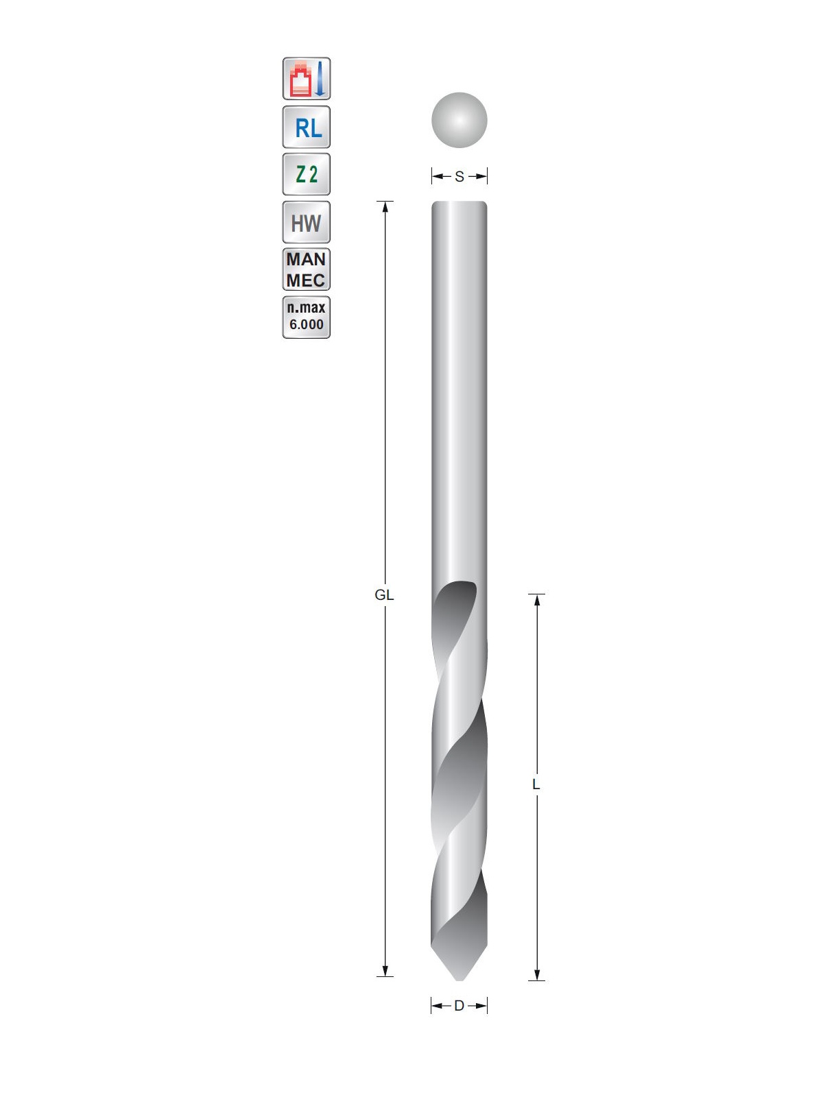 Titman Spiralbohrer 4mm durchgehend zylindrisch | JVL-Europe