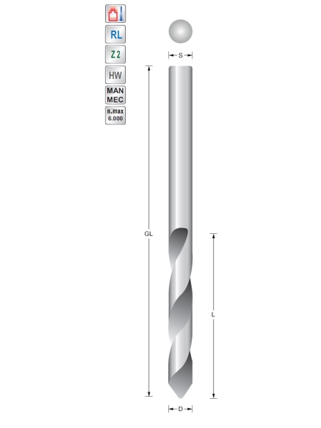 Titman Spiralbohrer 6mm durchgehend zylindrisch | JVL-Europe