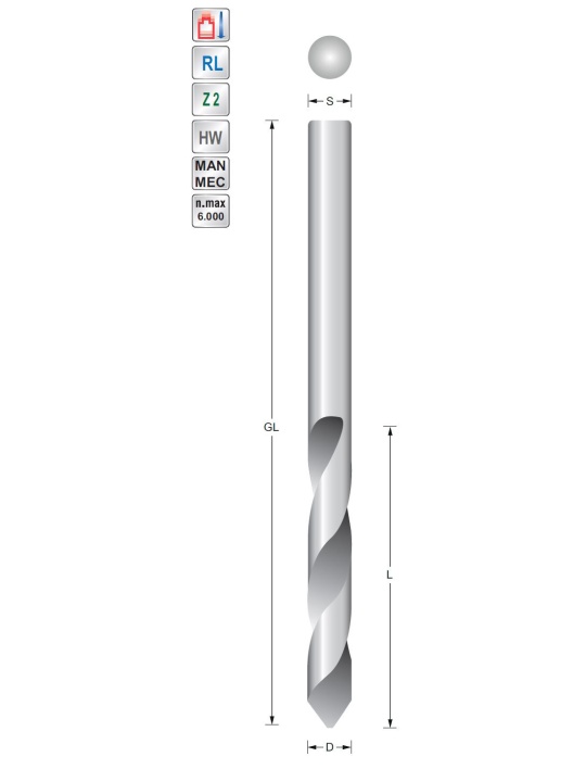 Twist drill 8mm continuously cylindrical | Titman Tools