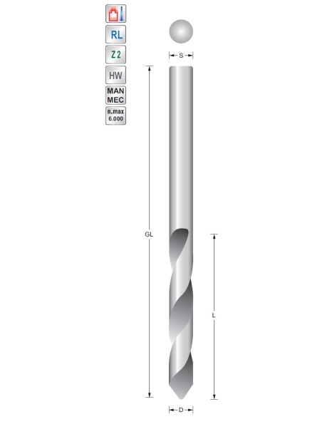 Twist drill 8mm continuously cylindrical | Titman Tools Twist drill 8mm continuously cylindrical | Titman Tools