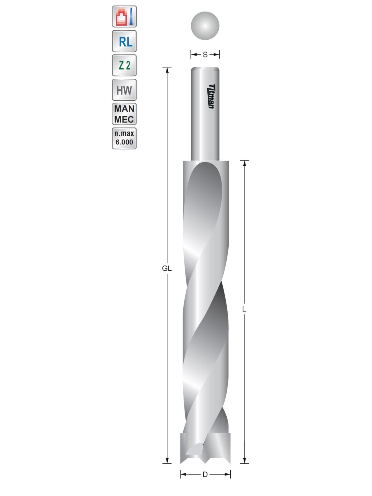 Titman Spiralbohrer 14 mm extralang  Schaft 10 mm | JVL-Europe