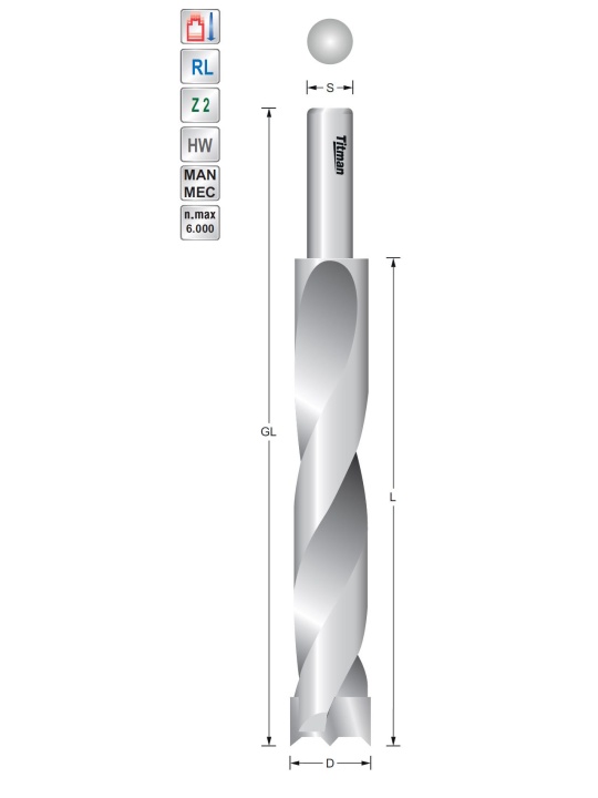 Twist drill 16mm extra long  Shank 10 mm | Titman Tools
