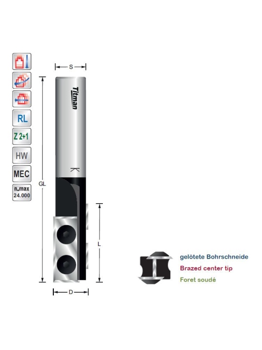 Wendeplatten-Nutfräser mit Spanbrecherlücken schaft 14 mm | Titman Tools