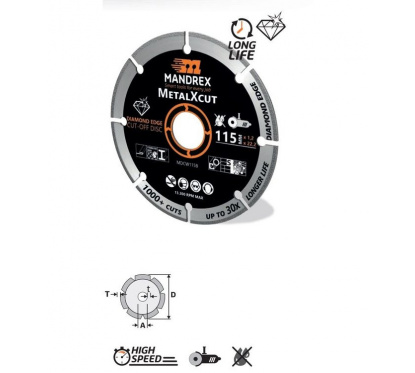 Mandrex Diamond cut-off disc MetalXcut  125 x 22,2 mm | JVL-Europe