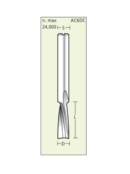 cSpiral cutter Negative for Plastics D6 L19 S6mm | Titman Tools