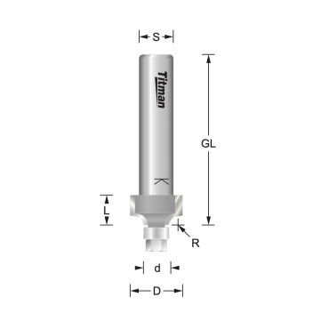 Miniature rounding over cutter R2 Shank 8mm | Titman Tools