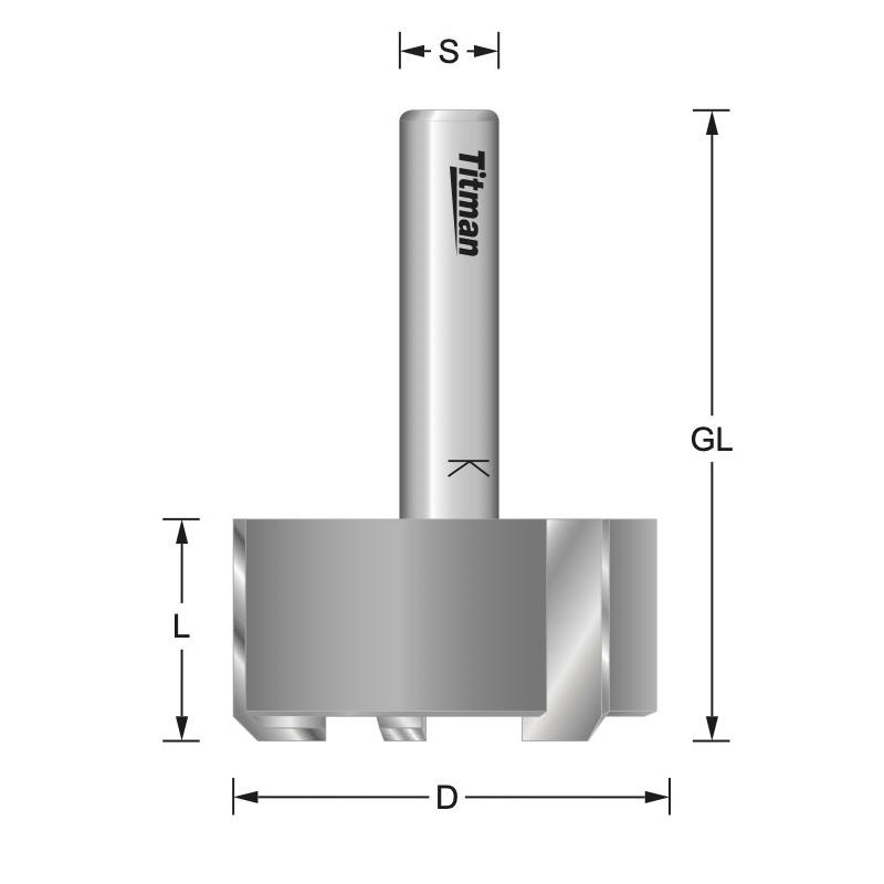 Titman face milling router bit D35 Shank 8 mm | Titman Tools
