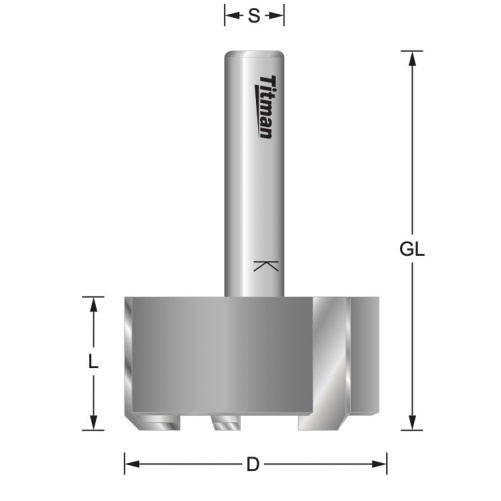 Titman face milling router bit D35 Shank 8 mm | Titman Tools