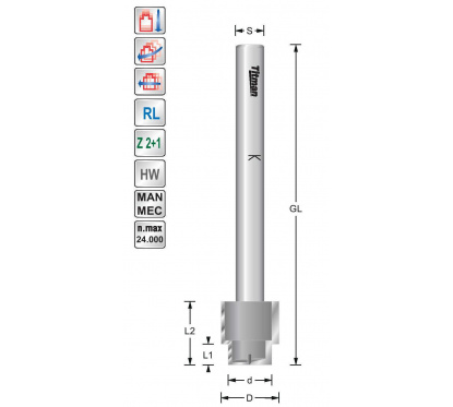 Getrapte frees HM 16,3/12,3mm en 18/9,5mm SC16.3/70-8 Titman | JVL-Europe