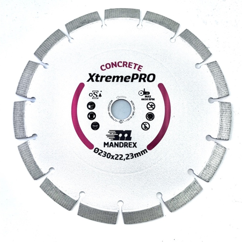 Hoja de sierra de diamante Mandrex para hormigón XtremePro MDZC230X de 230 mm | Mandrex