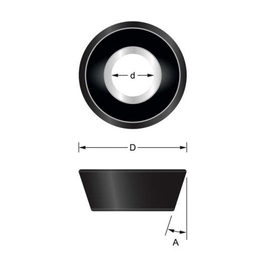 Plastic coated steel bearing angle 6° d 6.35 mm D20 mm Plastic coated steel bearing angle 6° d 6.35 mm D20 mm
