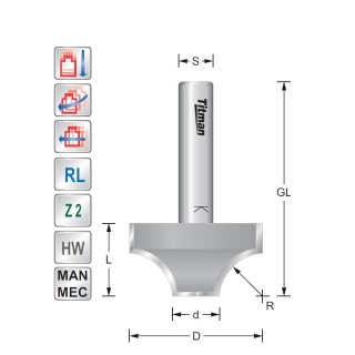 Rounding over cutter R3  S-6mm | Titman Tools