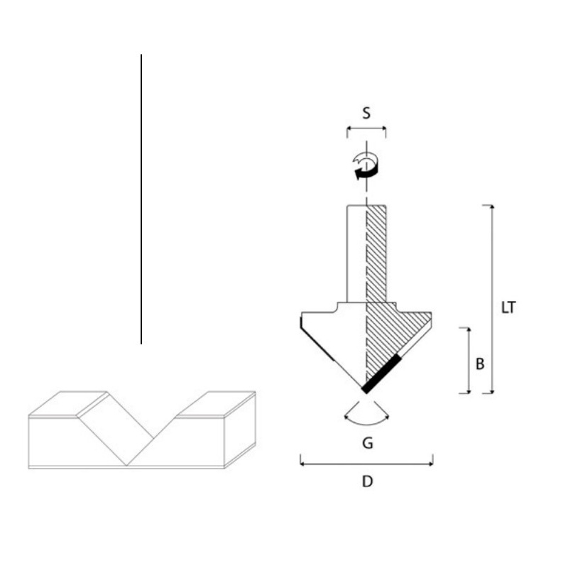 Diamond V-groove cutter 114° D94 S20