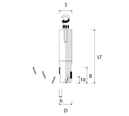 PCD Diamond straight router bit 20mm L65  S20mm