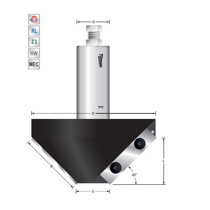 Titman Replacement tip bevel cutter  shank 25 mm | JVL-Europe