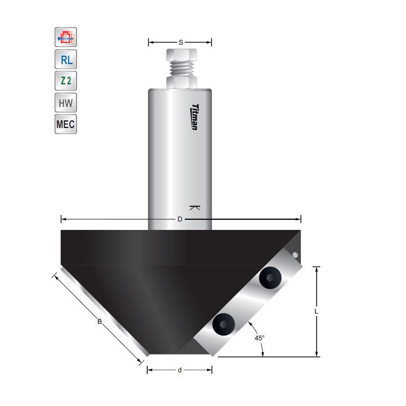 Wendeplatten-Fasefraeser  Schaft 25 mm | Titman Tools