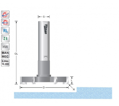Face milling cutter  for solid surface R3 S12mm | Titman Tools