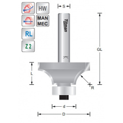 Rounding over bit  R14,2 S8mm | Titman Tools