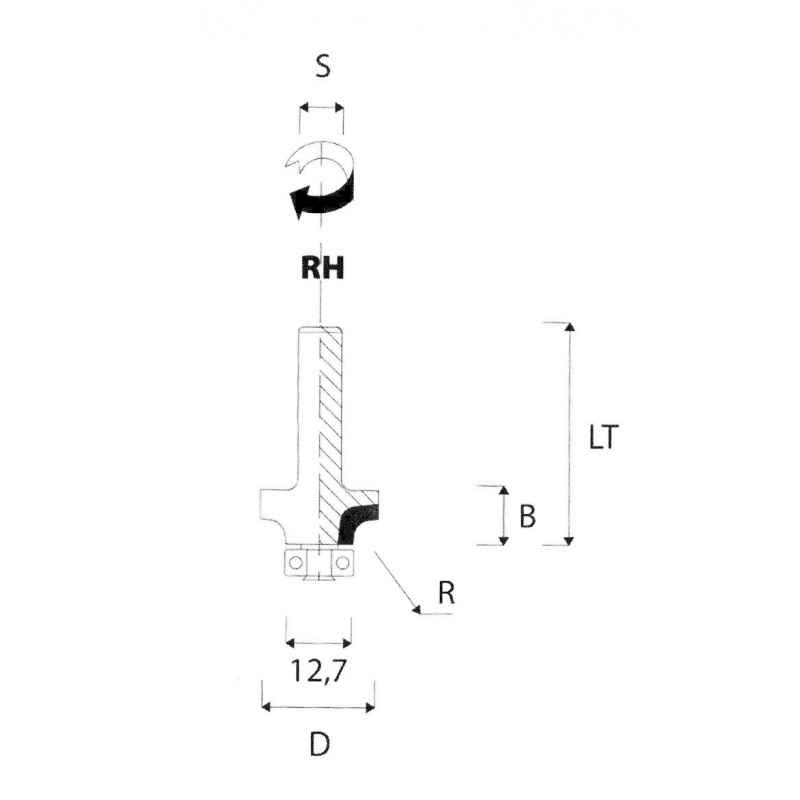 Diamond PCD rounding over bit R4,8  S8mm | JVL Tools