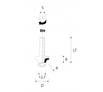 Diamond PCD rounding over bit R4,8  S8mm | JVL Tools