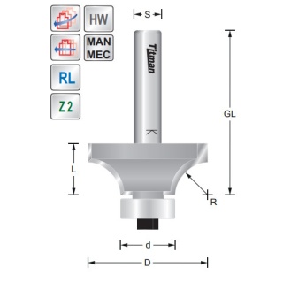 Rounding over bit  R4  S6mm | Titman Tools