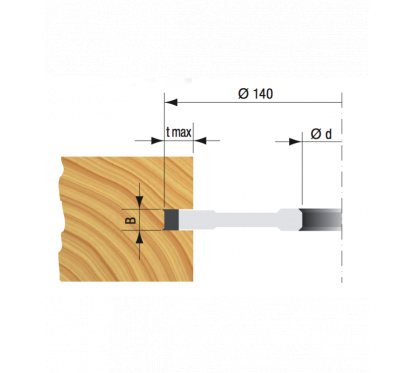 wisselmes groeffrees 140 x 4  asgat 30mm