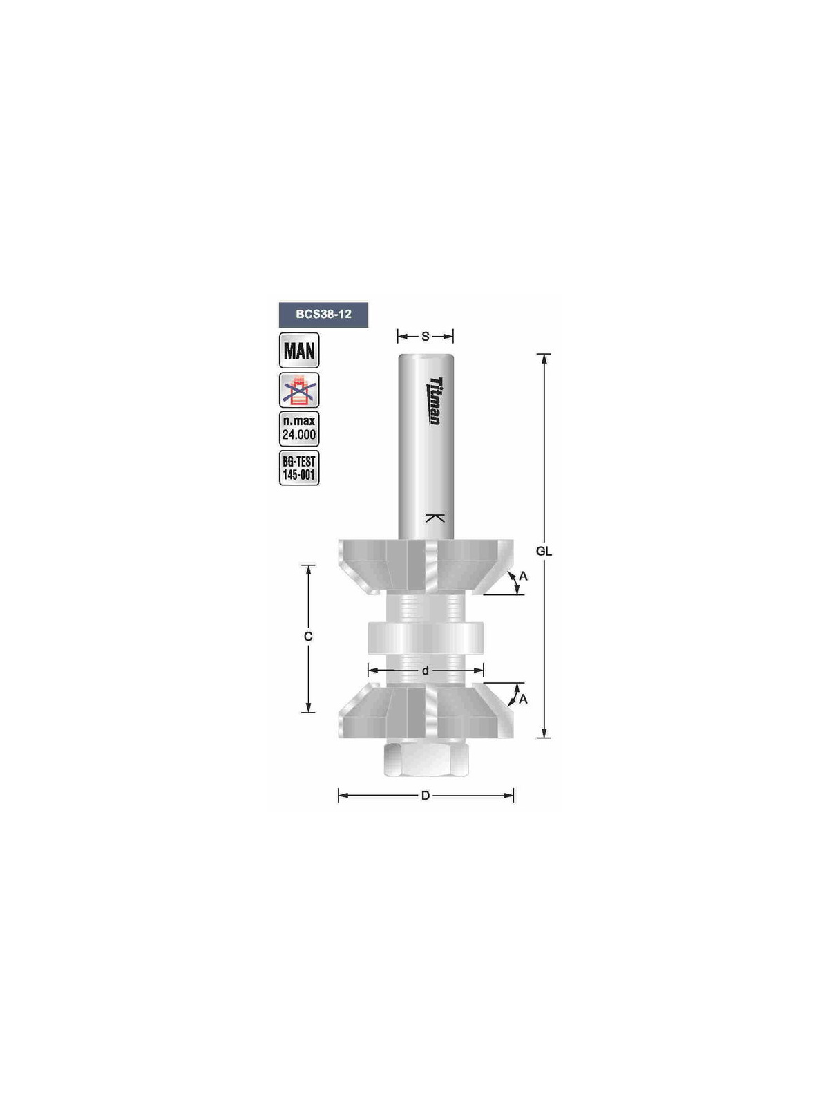 Titman Double chamfering bit with bearing 16 to 32 mm. S12mm | JVL-Europe
